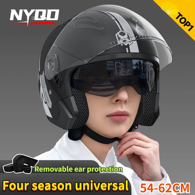 Dual Visor Motorcycle Racing Helmet - D'expériences de moto rétro à visage