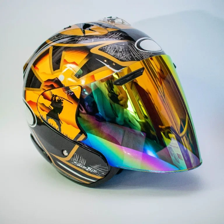 Full Face Motorcycle Helmet With Bluetooth - 3/4 casque ouvert Ram3 Pedrosa samouraï