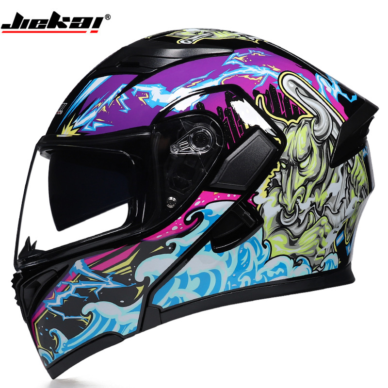 Full Face Motorcycle Helmet With Bluetooth - W Bluetooth Anti-buée Double lentille casque