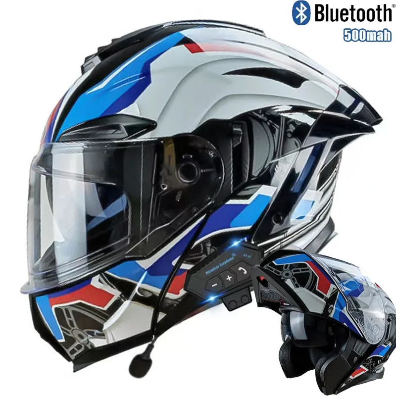 Casque de moto rabattable avec - Full Face Motorcycle Helmet With Bluetooth avis et prix