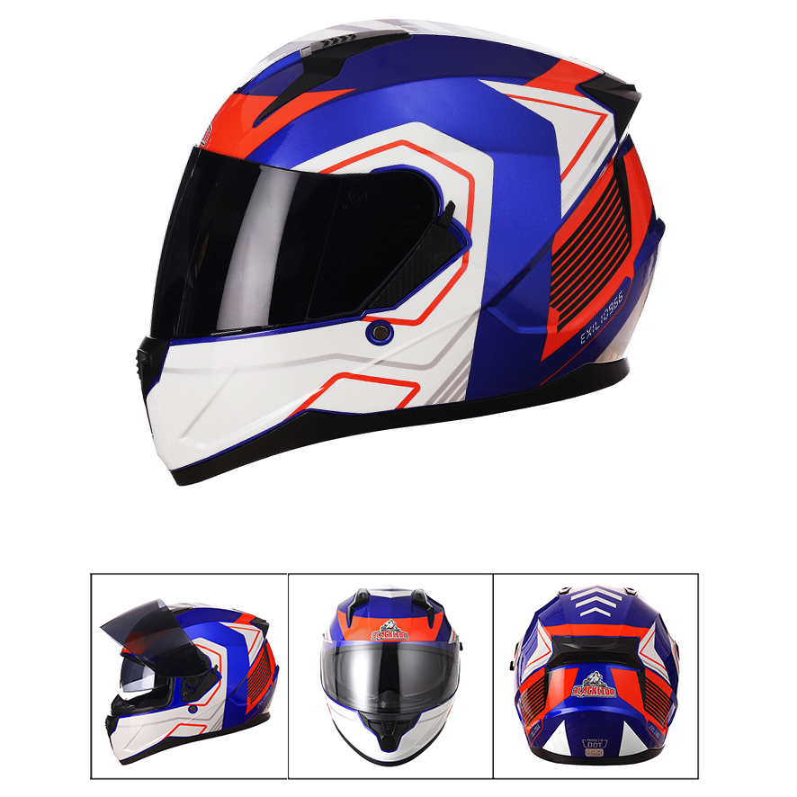Casque de moto intégral Double - Full Face Motorcycle Helmet With Bluetooth avis et prix